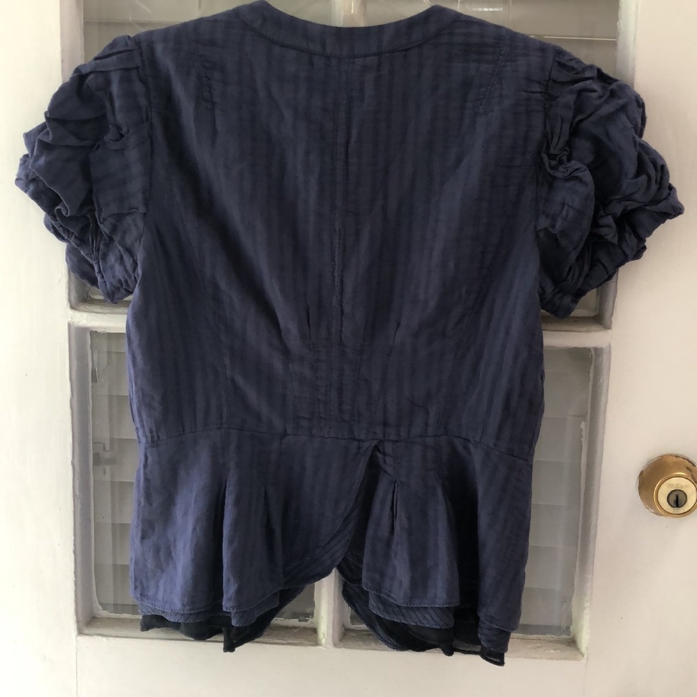 Anthro cotton peplum shirt sleeve jacket/top. - Picture 5 of 12